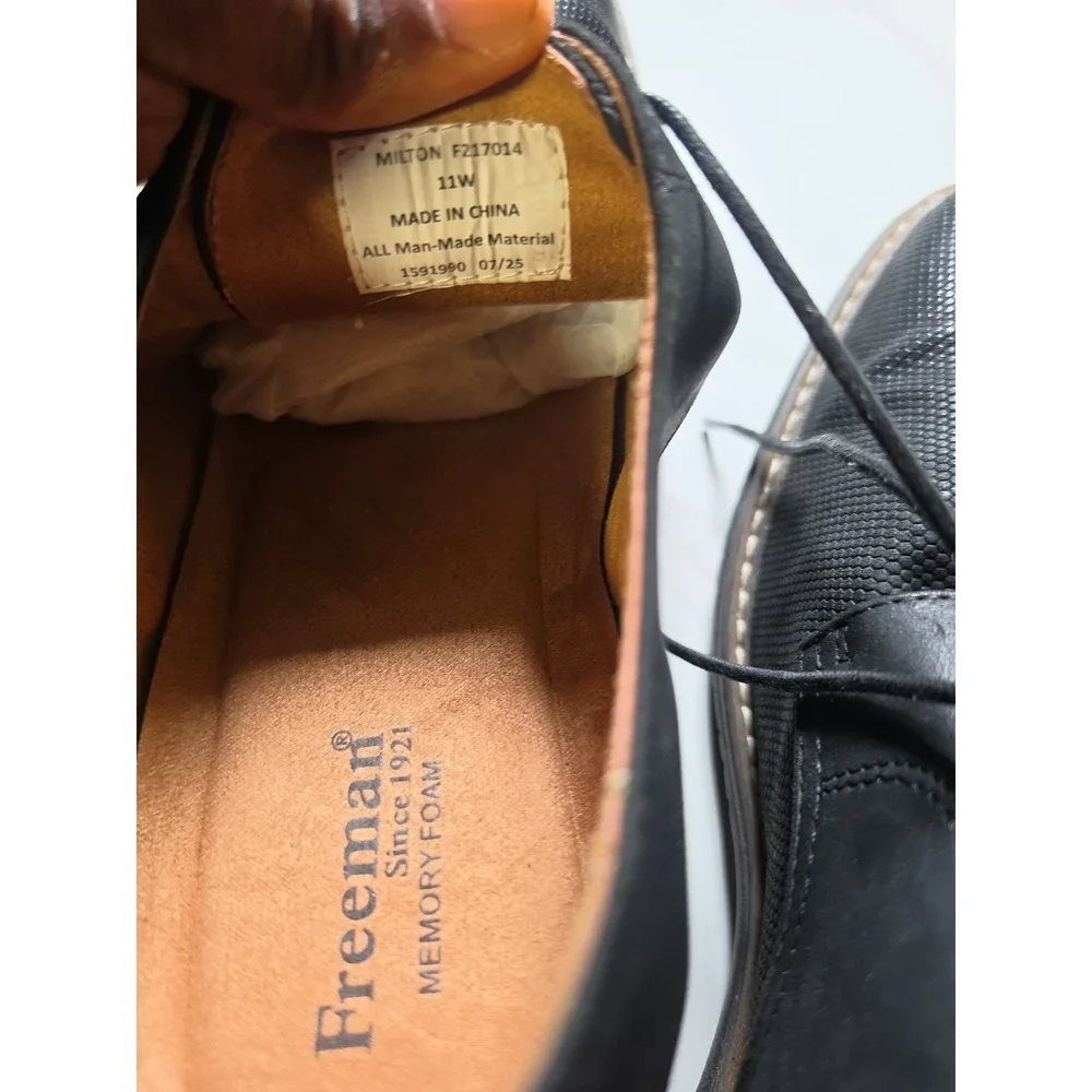 Freeman Lucas Men's Navy Suede Perforated Plain Toe Derby Shoes